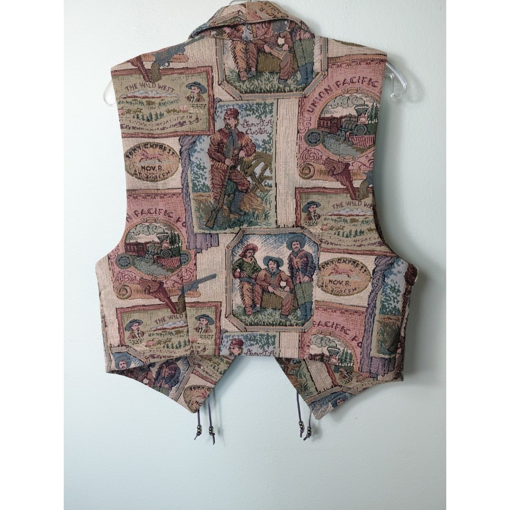 Vintage 90s Sage In Bloom Tapestry Vest Size Large South Western Cowgirl - Picture 6 of 7